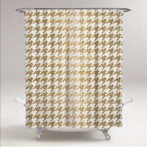 Oliver Gal - Gold Houndstooth Shower Curtain